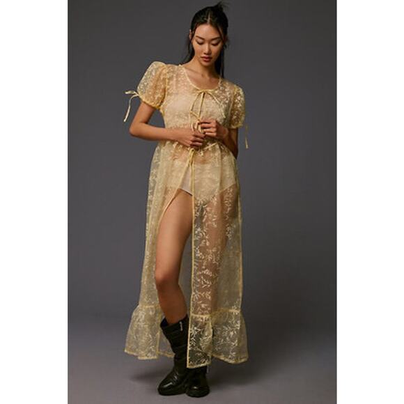 Anthropologie Sheet Organza Floral Maxi Dress - Picture 1 of 7